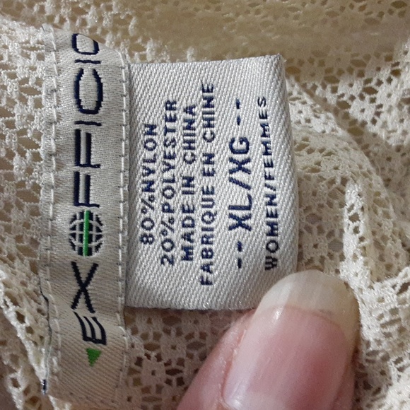 Exofficio Women's Beige Button Down Shirt Zip Pockets Long Sleeve Size XLTG - Picture 7 of 7